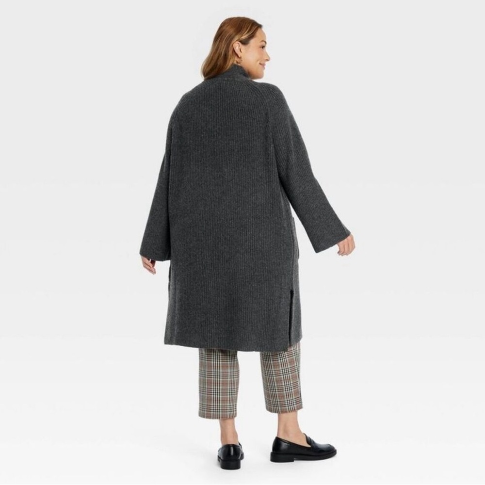 Open Box - Ava & Viv - Women's Coatigan Sweater - Ava & Viv Charcoal Gray Gray - Picture 3 of 5